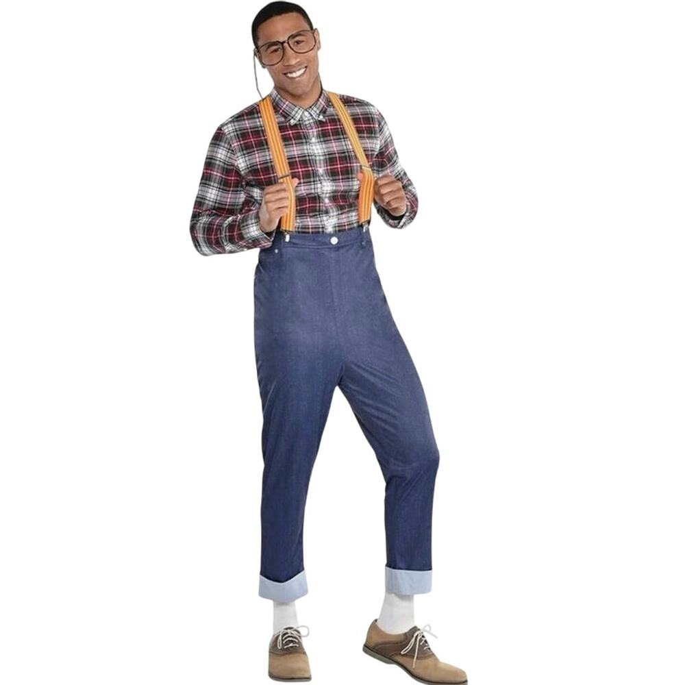 New Neighborhood Nerd Halloween Costume Kit glasses suspenders for Adult sm/med